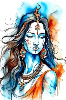 The woman is Shiva. watercolor drawing