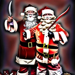 Photo, Santa Claus, blood and guts, butcher knife, meat cleaver