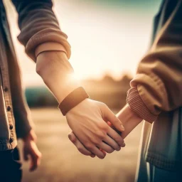 generate image man and woman holding hands in a romantic way