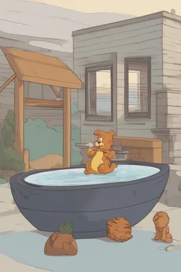 garfield themed hot tub, no background