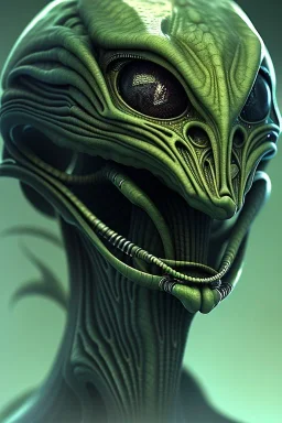 alien, head, evil,green eyes, weapons, blood, 8k, finely detailed, photo realistic, HR Giger style