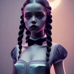 Full body, 3d render,Jenna Ortega, Wednesday addams 1800's women style, 1800's hair style, 1800's women clothes style, hyper realistic, octane render, unreal engine 5, 8k, palace background, uhd