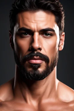 Portrait of a 35 year old Olive skinned muscular very handsome male with dark hair and a goatee beard, photorealisic, 4k