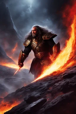 [klingon] Kahless fights with fury, as fire within.With each strike and parry, his strength resounds,The Targ's defeat, victory surrounds.Triumphant, Kahless seizes the beast's bones,Into the molten lava, destiny he hones.From the flames emerges a mystic sight,A betleH of power, an awe-inspiring light.