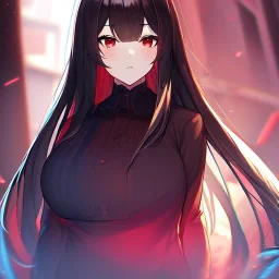 Clear focus,High resolution, black long hair, Vibrant red eyes, Emo style,