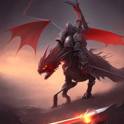 knight fighting a red dragon