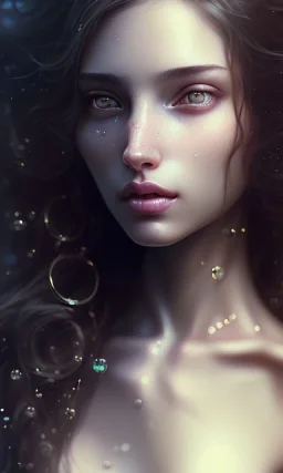 porno model , cute, beautiful, long hair, wavy hair, curly hair، black eyes, head and shoulders portrait, cinematic, 8k, resolution concept art portrait by Greg Rutkowski, Artgerm, WLOP, Alphonse Mucha dynamic lighting hyperdetailed intricately detailed