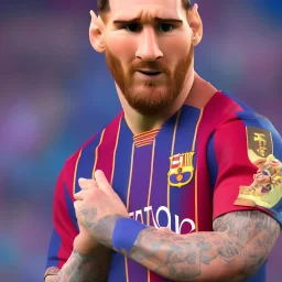 perfect face lionel messi happy, highly detailed, wearing football