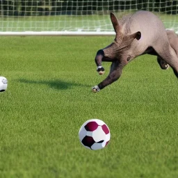 Animals playing soccer