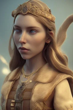 Perfect face Emília clarke, viking clothes, highly detailed face, highly realistic, dog, fire, particles