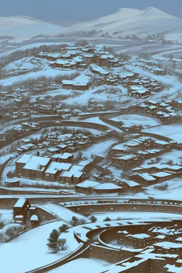 The circular walled town itself was placed upon a hill, with snowy plains stretching in all directions. There were three gates: north, south, and east. City Hill sat just outside the wall to the northeast of the city.