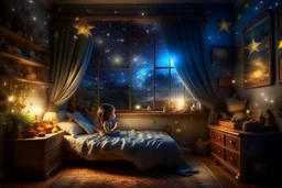 One evening, as the room was bathed in darkness, Stardust noticed the beauty of the night sky outside. Inspired, Stardust gathered the toys, sharing the idea of brightening their room. The toys worked together, placing Stardust near the bed, casting a soft, comforting glow, turning their room into a starlit wonderland.