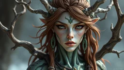construct human druid with brown hair hazel eyes fair skin