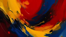 abstract art of various shades of yellow,red-dark blue- colors