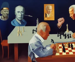 Complex Surgical Instruments,Putin, President Xi Of China And Joe Biden Play Chess with a Newborn Boy,Minimalism,Painting By Adrian Ghenie,Michelangelo,Rene Magritte,Lucian Freud,Salvador Dali,Pablo Picasso