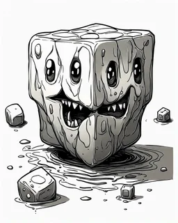 oozing gelatinous cube black and white sketch art rpg