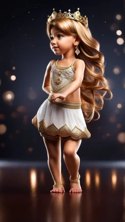 fullbody pretty young girl dancing arabic belly with a crown