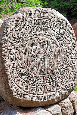 mani stone with engraving that reads "མི་རྟག་པ་"