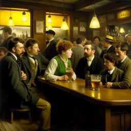 People drinking in a pub, in the style of Lawrence Alma-Tadema