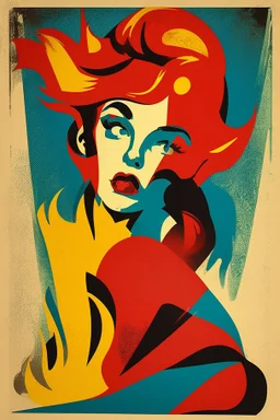 Vintage pop art style, flame