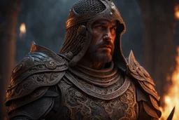 a hideous warrior. his guts falling out. chain mail fussed together with his intestines. fantasy setting, horror. exquisite realism, a masterpiece, fantasy concept art, dynamic lighting, hyperdetailed, intricately detailed, deep color, Unreal Engine, volumetric lighting, Epic cinematic brilliant stunning intricate meticulously detailed dramatic atmospheric maximalist digital matte painting