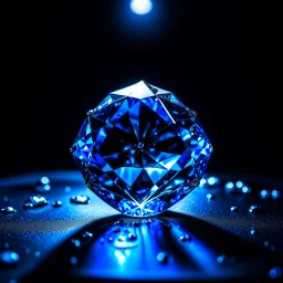 a beautiful blue diamond in a dark room