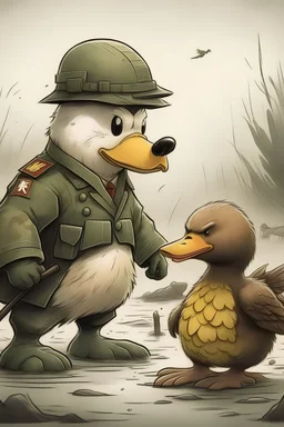 a duck who is in war with a chinesse bear