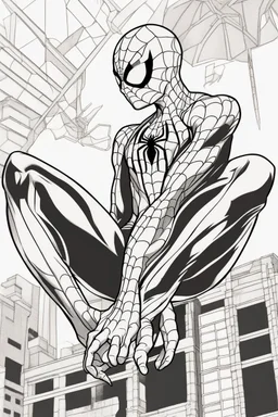 out line art of SPIDER MAN super HIRO colouring pages with white background ,skech style ,full body. only use outline,mandala style,clean line art,white background,no shadow and clear and well outlined