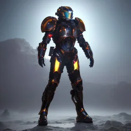 A battle suit made of galaxies and stars with a glove that has seven endless stones Battle armor from the extract of galaxies Battle armor from the extract of galaxies with a fiery sword