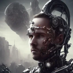 portrait post-apocalypse perfect face lionel messi cyborgs in a cyberpunk city, sci-fi fantasy style, 8k,dark