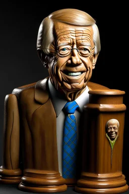 President Jimmy Carter painted as a jar of peanuts filled with gasoline