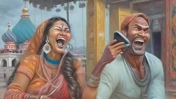 indian lady slams hanging up phone while laughing at the russian man