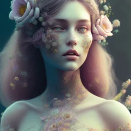 flower beautiful girl,utra realistic,highly detailed, sharp focus, insanely detailed, parallax flowers, honeybee, fantasy art, intricate detailed, elegant, fog, Special Lighting, Vibrant, color Scheme, forest, unreal engine 5