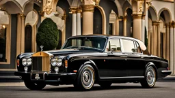 A sleekly designed (((Super Customized Hotrod Rolls Royce Silver Shadow))), adorned with intricate modern modifications and luxurious details that evoke a timeless elegance blended with contemporary flair