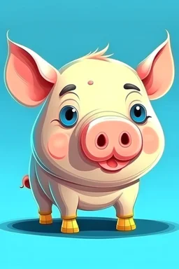 sweet illustration of a pig, in a cartoon style