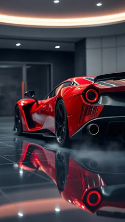 RED&BLACK COLORED CARBON FIBER TITANIUM armor plated ferrari lafferari HYPERCAR, stunning environment, beautifully lit, insanely detailed