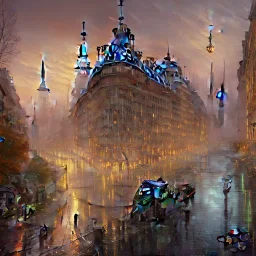 autumn in paris, ornate, beautiful, atmosphere, vibe, mist, smoke, fire, chimney, rain, wet, pristine, puddles, melting, dripping, snow, creek, lush, ice, bridge, green, stained glass, forest, roses, flowers, by stanley artgerm lau, greg rutkowski, thomas kindkade, alphonse mucha, loish, norman rockwell