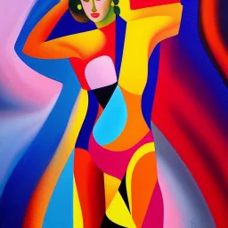 Orphism Full body portrait, painting, medium shot lady