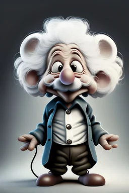 A mouse mascot character looking like Albert Einstein