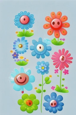 cute avatar flowers on a white backgrounds, detailed