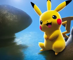 pikachu, magnificent, majestic, Realistic photography, incredibly detailed, ultra high resolution, 8k, complex 3d render, cinema 4d, all body