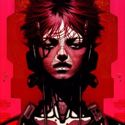 beautiful punk girl, hyper detailed, hyperdetailed, intricately detailed, illustration by <kilian eng> <Yoji Shinkawa>, darkred tones,