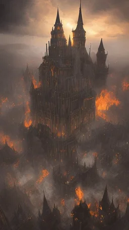 Instead of the pleasant, welcoming town you expected, you see columns of black smoke rising from burning medieval houses, running figures, and a dark, winged shape wheeling low over the keep that rises above the center of the town.