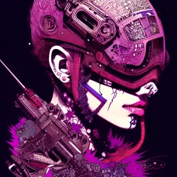 beautiful punk girl, hyper detailed, hyperdetailed, intricately detailed, illustration by <kilian eng> <Yoji Shinkawa>, purple tones,