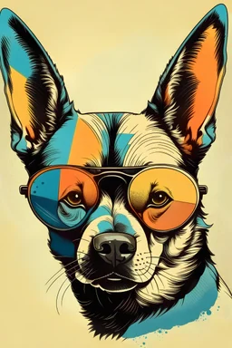 Art illustration dog sunglasses