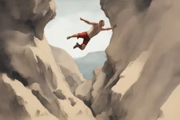 man jumping from the cliff by phil hale