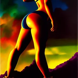 portrait oil on canvas, beautiful booty busty Raven(teen Titans), minimal armor,comic book cover, mystical colors,insanely detailed,realistic,intrincate detail, 16k resolution, masterpiece,Frank Frazetta,Alex Horley, Simon Bisley