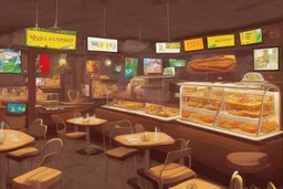 fast food restaurant and the colors for it is brown