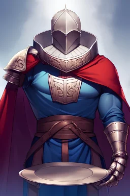 Young male wearing plate armor wearing a furred cloak like trevor belmont from castlevania lightning radiating from the armor wearing a helmet that covers his face