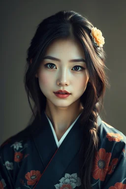 A woman japan , full body , looking at the viewer, studio photograph, very aesthetic, highly detailed, brilliant composition, hyper realistic, photorealistic, subsurface scattering matt painting